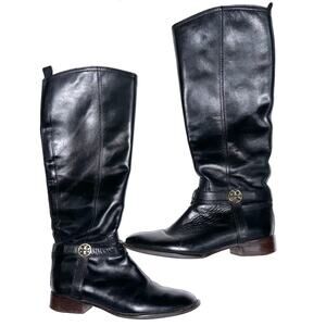 Tory Burch Bristol Black Genuine Leather Riding Boots Size 9.5 *Used Condition*